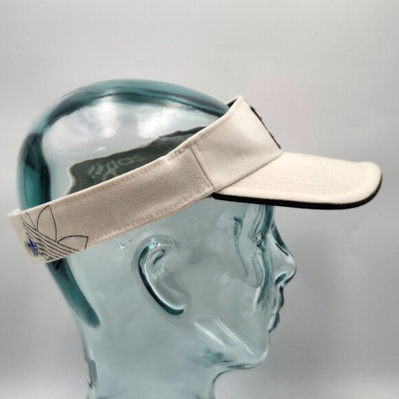 Adidas Vintage Cream Cotton Flex Visor Cap Hat Blue Embroidered Logo LG-XL - Picture 4 of 10